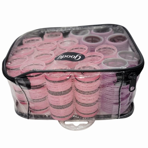 Vintage Goody Self Grip Hair Rollers Set w/ Clear Zipper Case Mixed Sizes - Picture 4 of 6